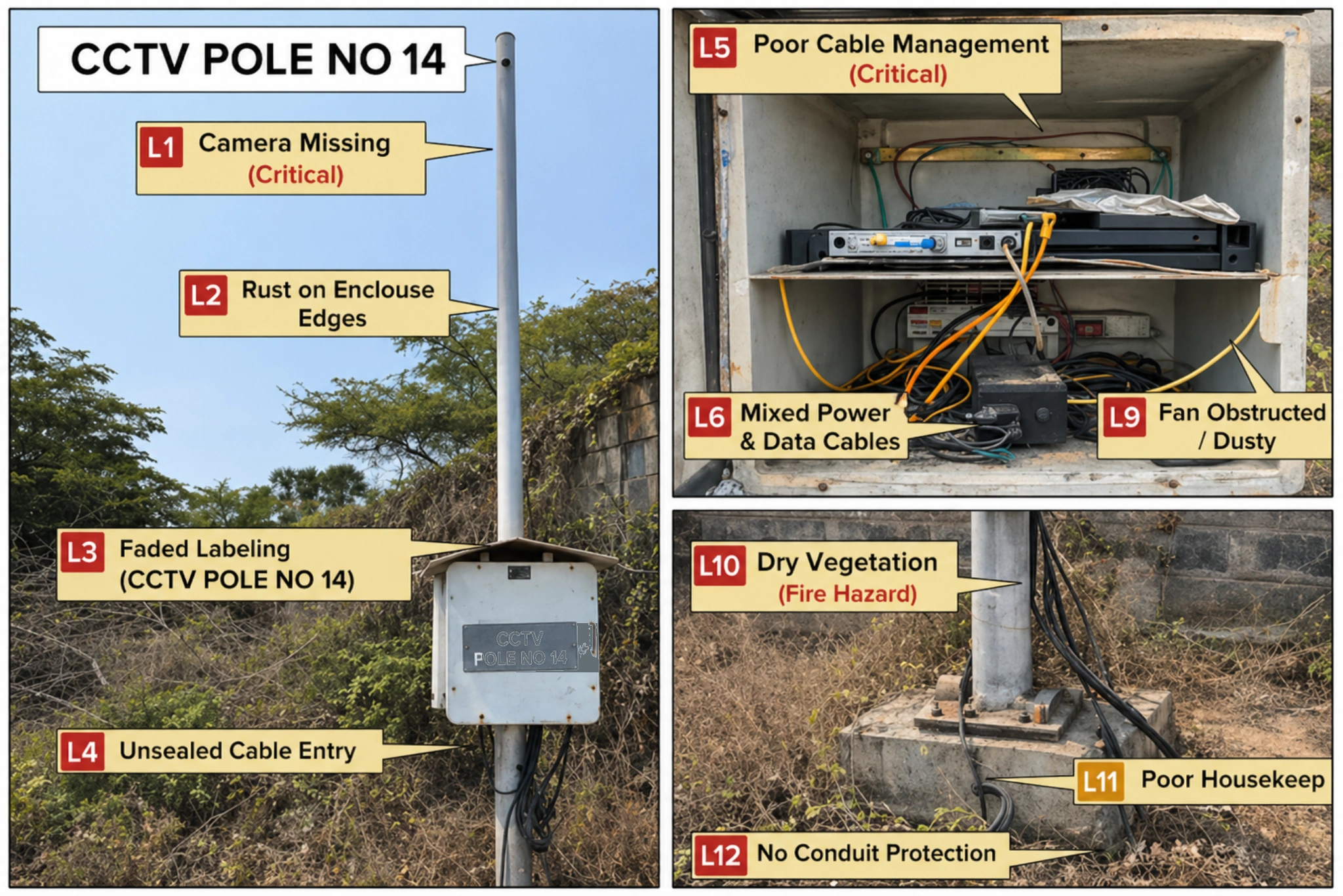 Representative survey-led visual documentation for CCTV modernization baseline review